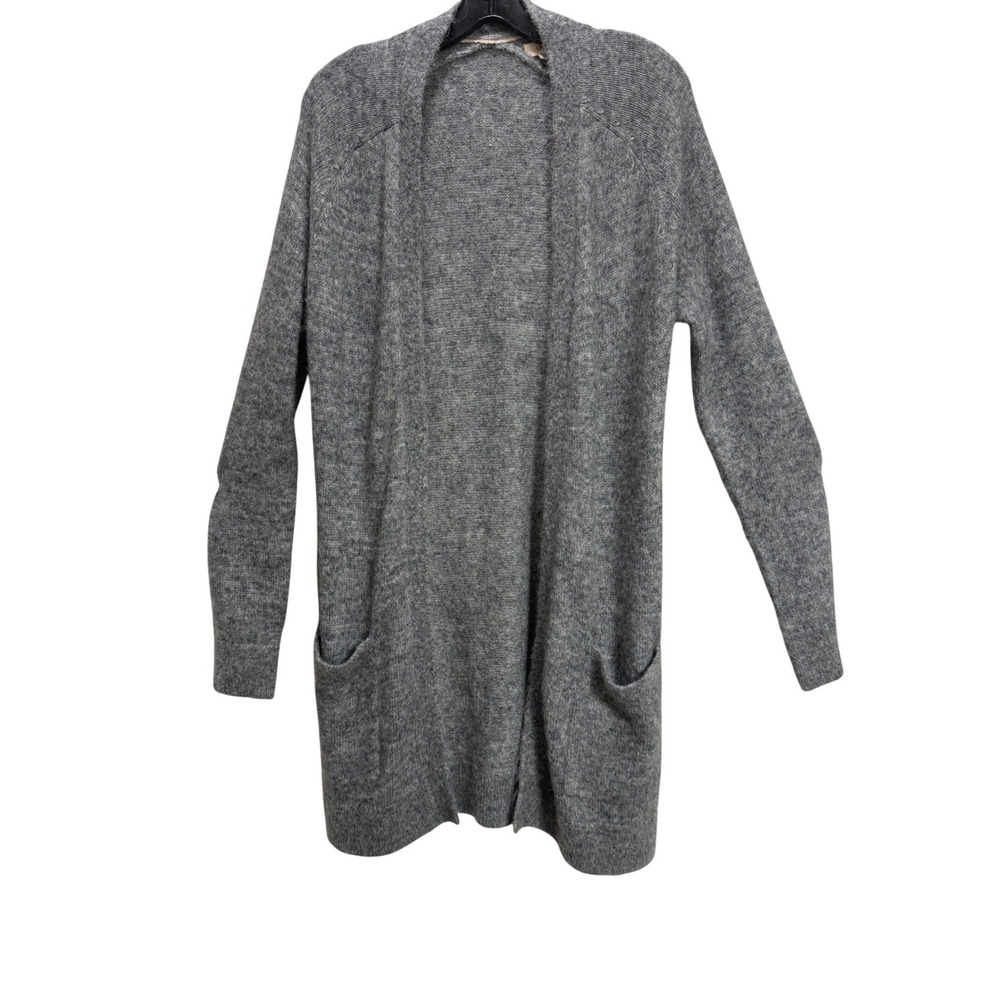 Fat Face Cardigan Sweater 8 Grey EUC Mohair Blend Open Front Pocket Work Neutral
